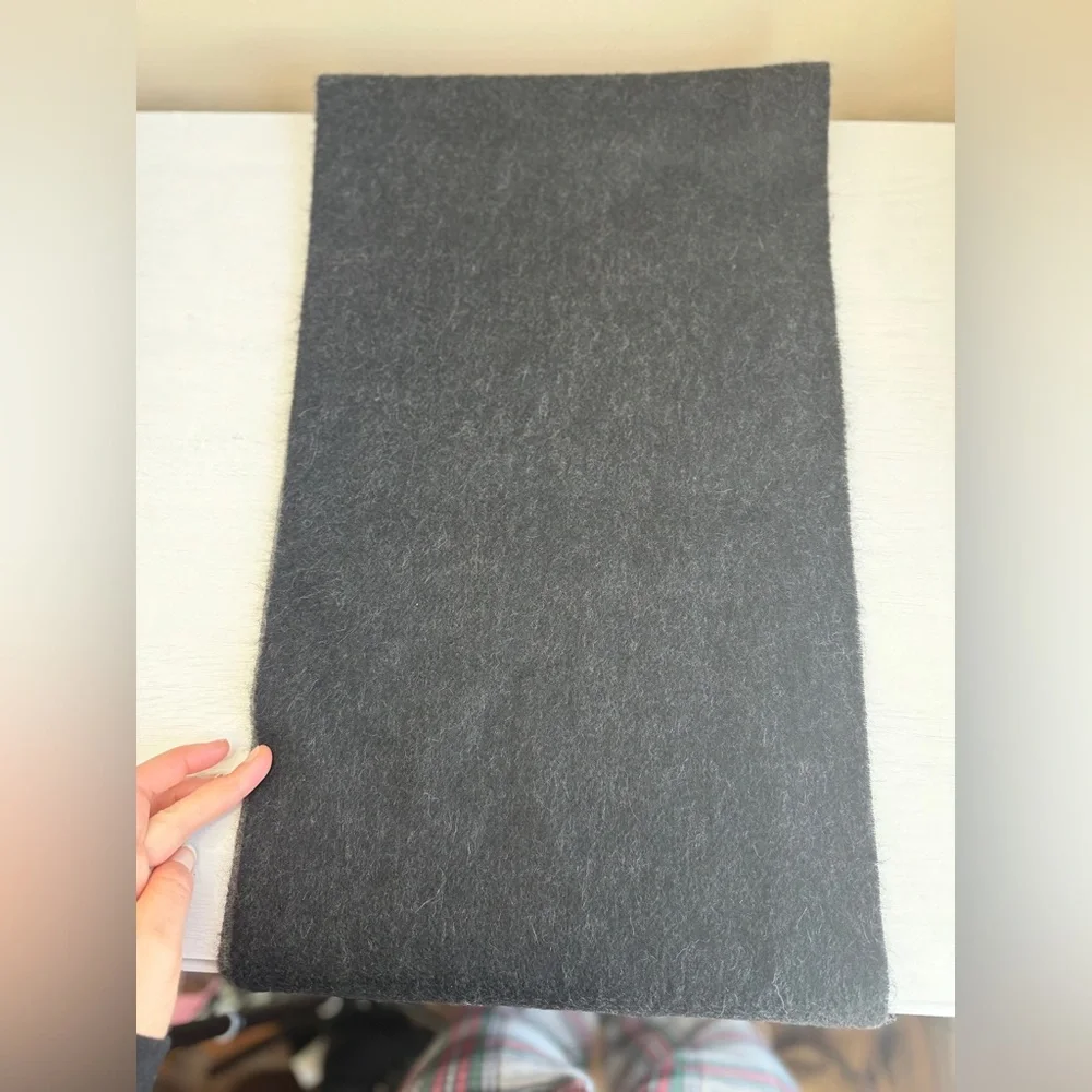 Murano 100% CASHMERE Two-Layer Black Gray Scarf - Picture 5 of 11